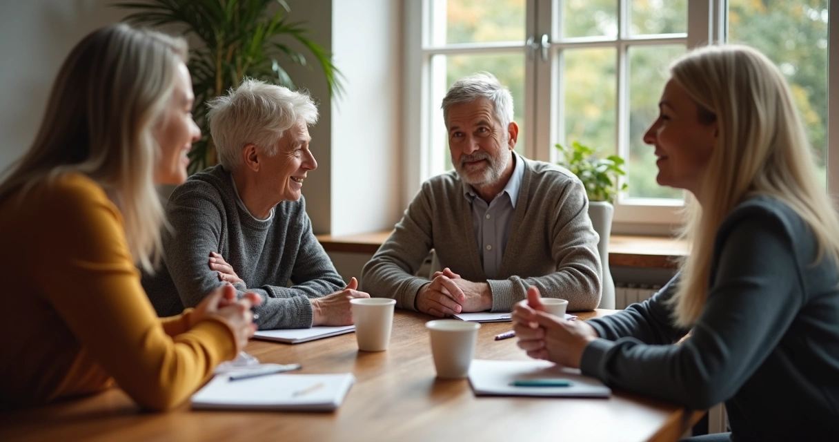 Personas dialogando con respeto, sentados en una mesa