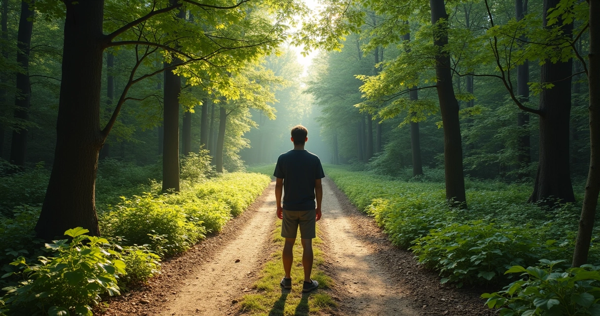 Persona en cruce de caminos eligiendo dirección 