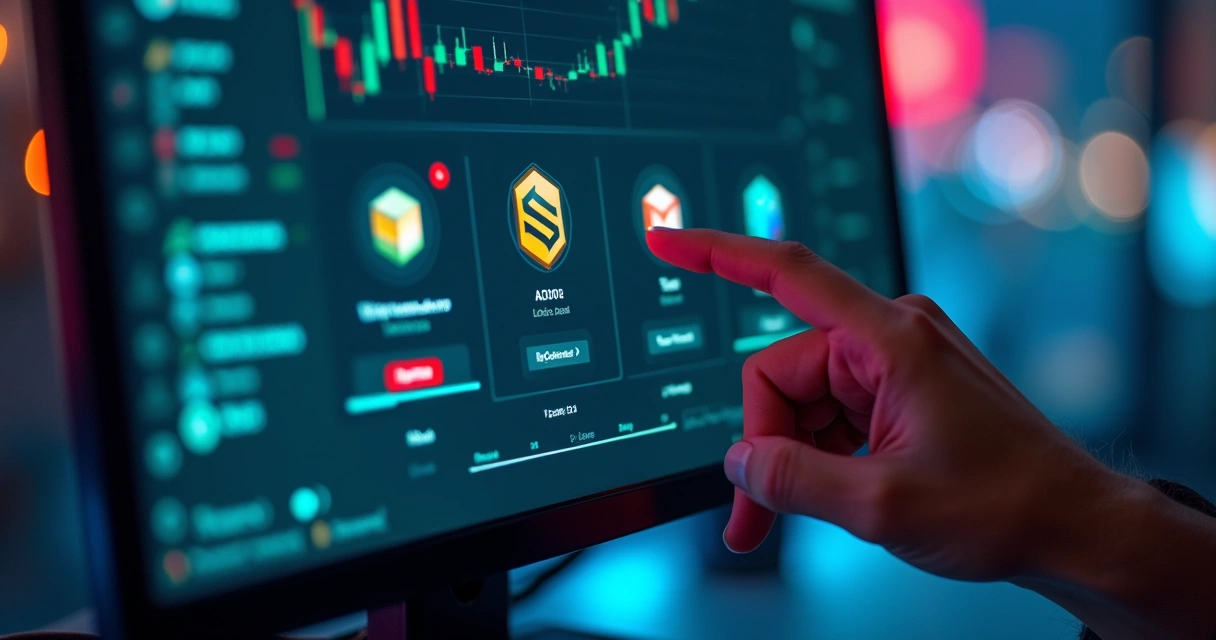 Painel com botões de diferentes bots automatizados de criptomoedas 