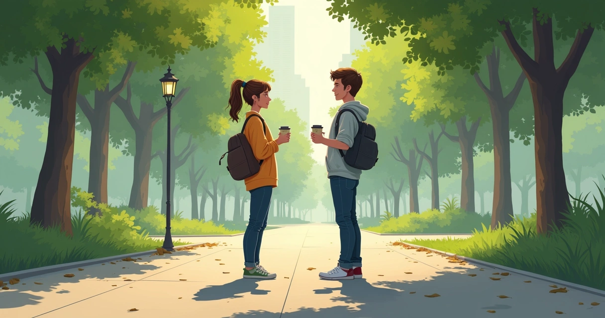 Duas pessoas em uma encruzilhada, refletindo sobre pequenos caminhos 