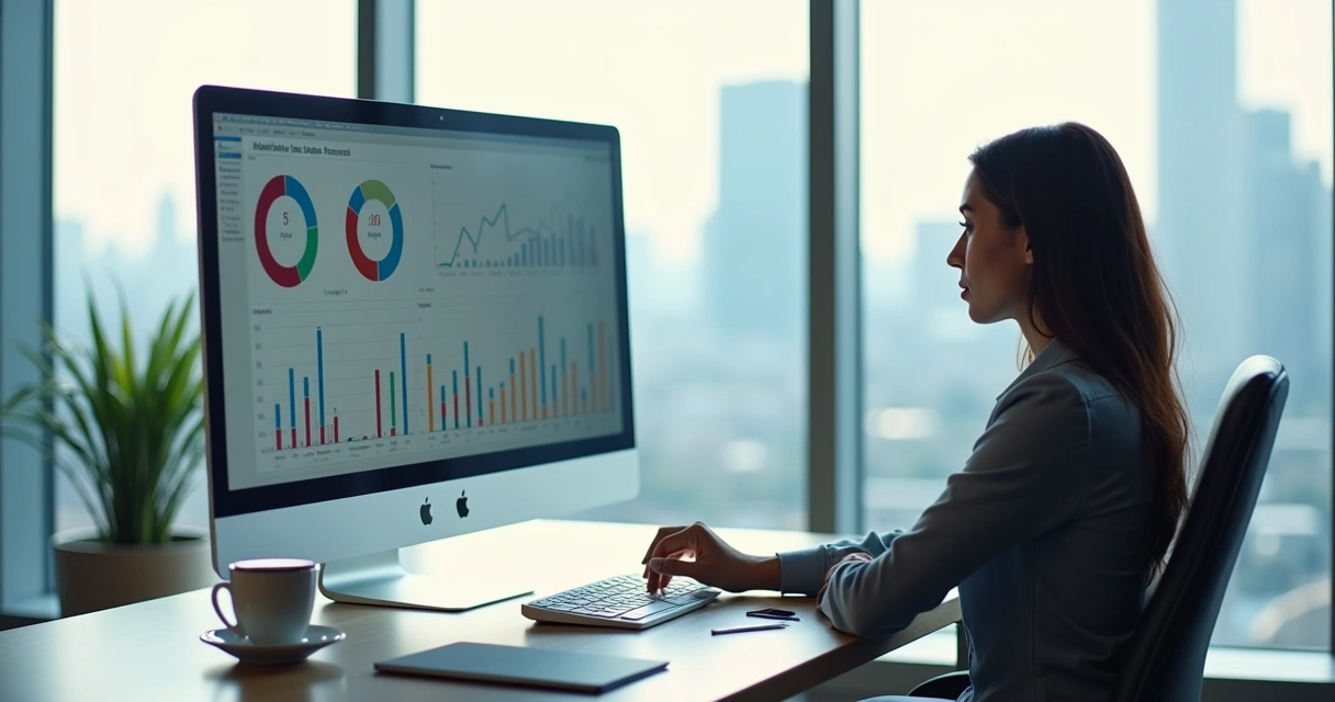 Pessoa analisando perfil de público em computador para definir canais de vendas 