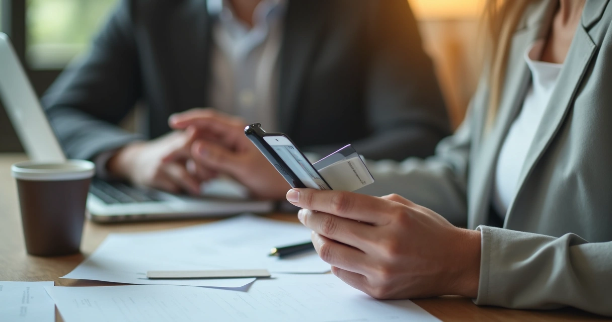 Pessoa escolhendo entre cartão físico e digital 
