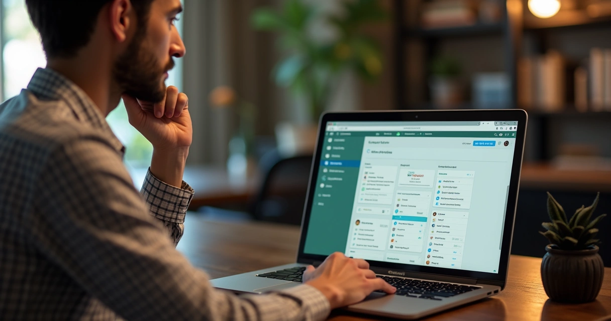 Empreendedor analisando opções de assistentes virtuais para WhatsApp 