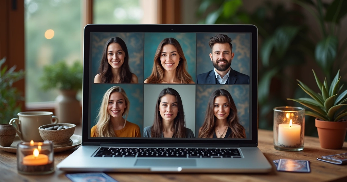 Tela exibindo diferentes consultores espirituais para escolha em consulta de tarot online. 
