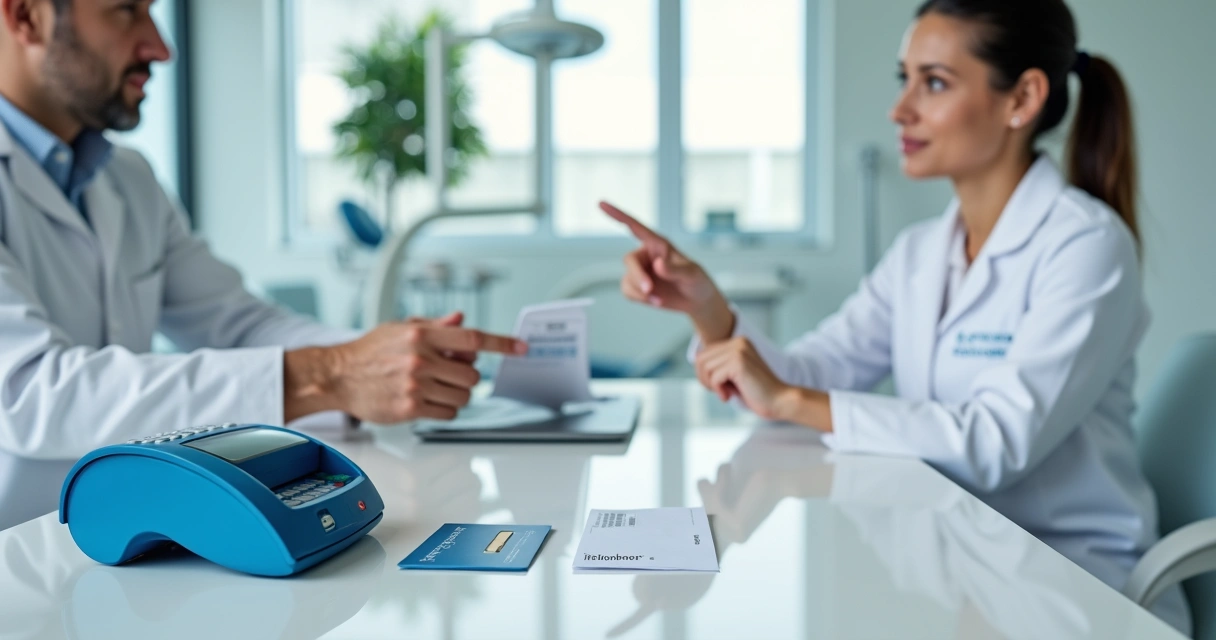 Paciente escolhendo entre cartão de crédito e boleto para tratamento odontológico 