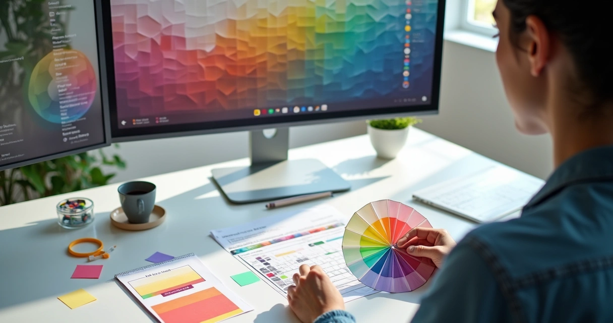 Processo de escolha de paleta de cores em design visual 