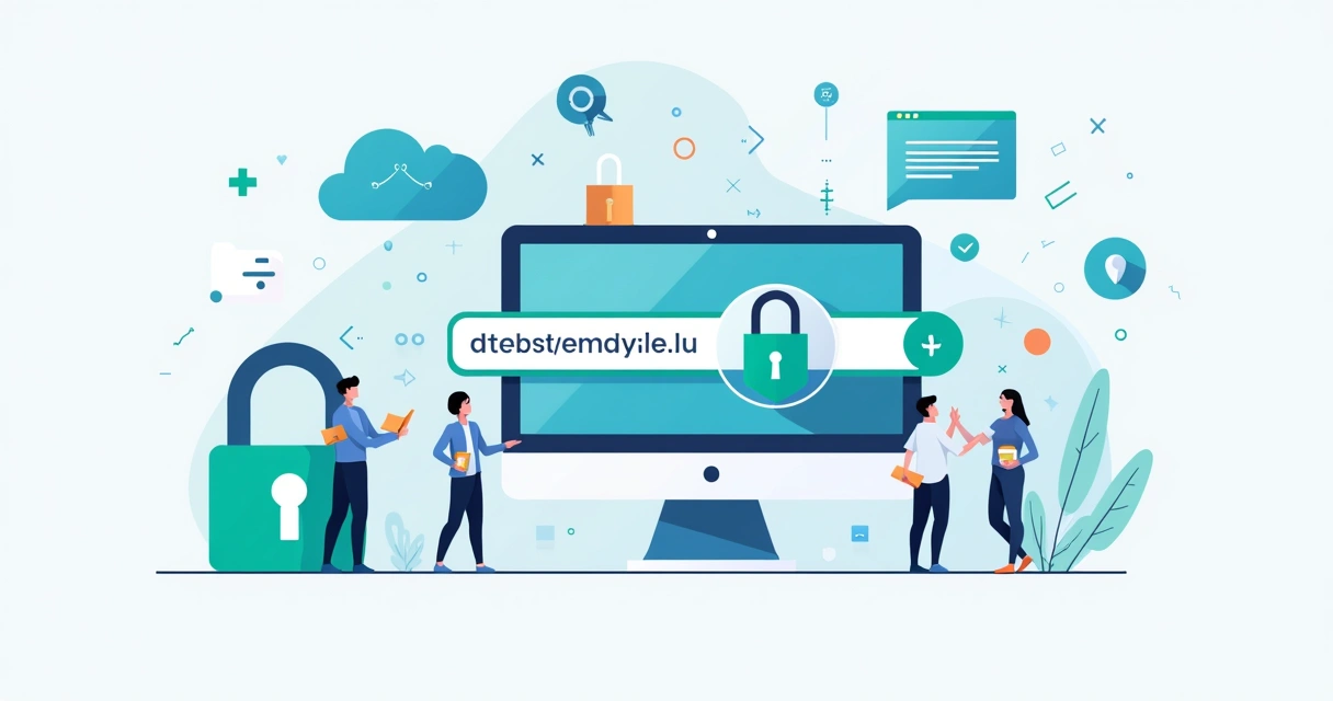 Escolha de domínio e certificado SSL representados por um computador e cadeado 