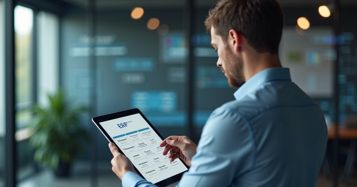 Gestor avaliando lista de critérios para escolher ERP 