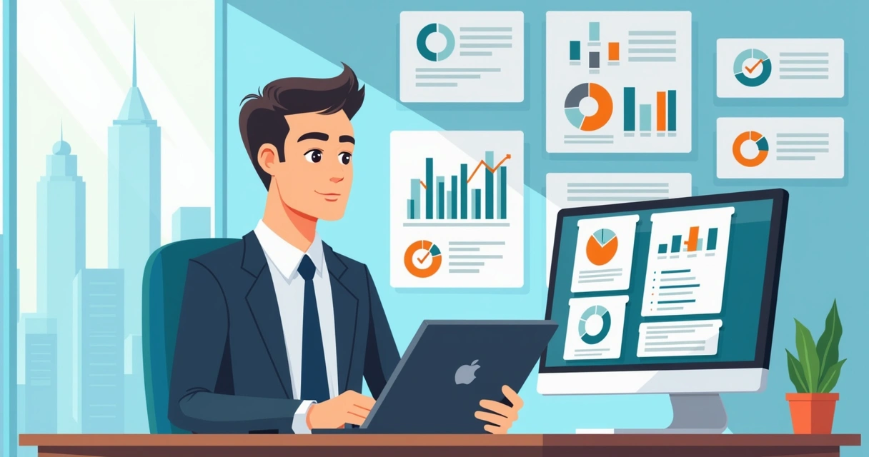 Empresário analisando diferentes opções de ERP em tablets e computadores, escolhendo o melhor para o perfil da empresa. 