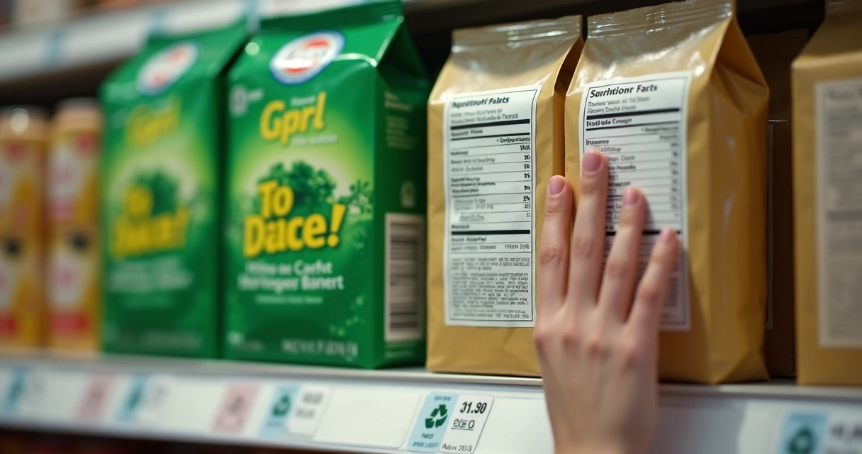 Mão escolhendo entre dois produtos em prateleira