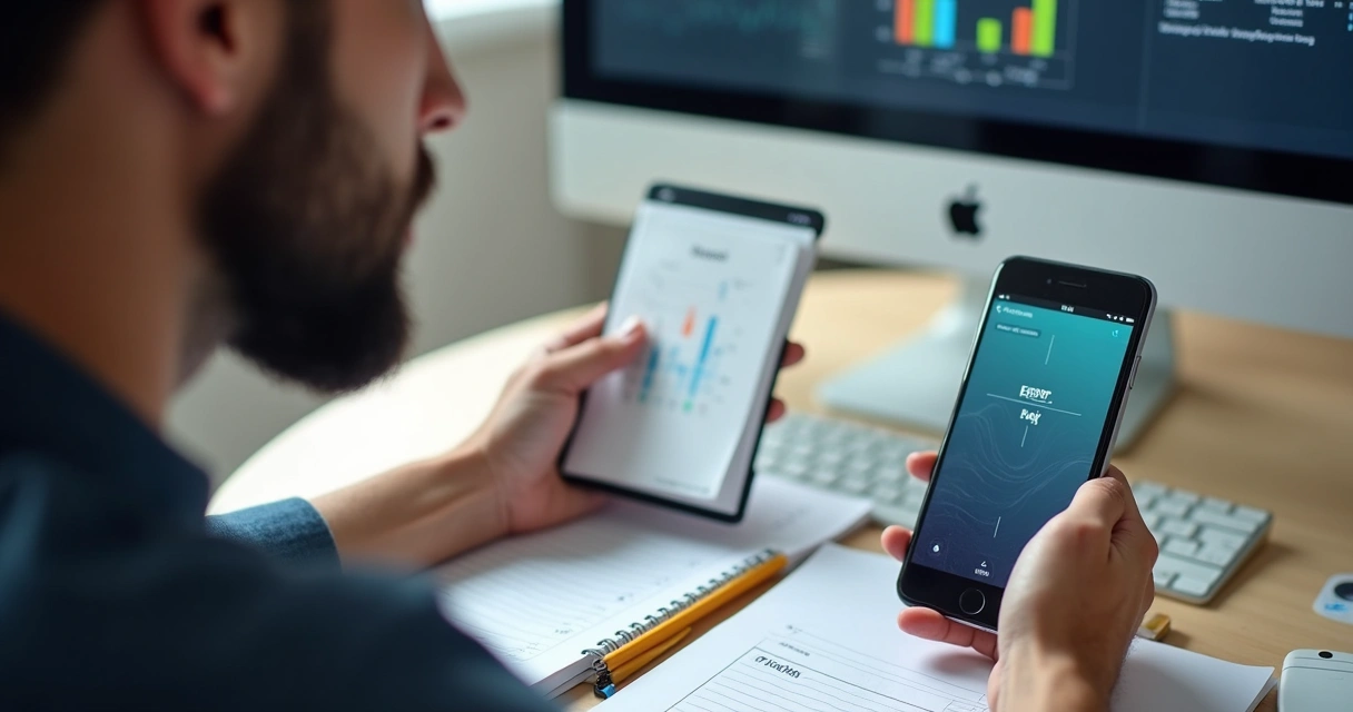 Empreendedor comparando tipos de ferramentas financeiras 