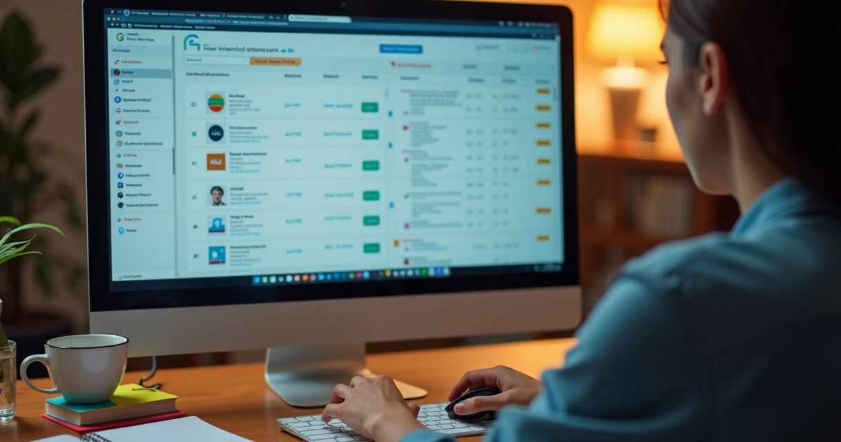 Pessoa avalia opções de ferramentas financeiras em computador 