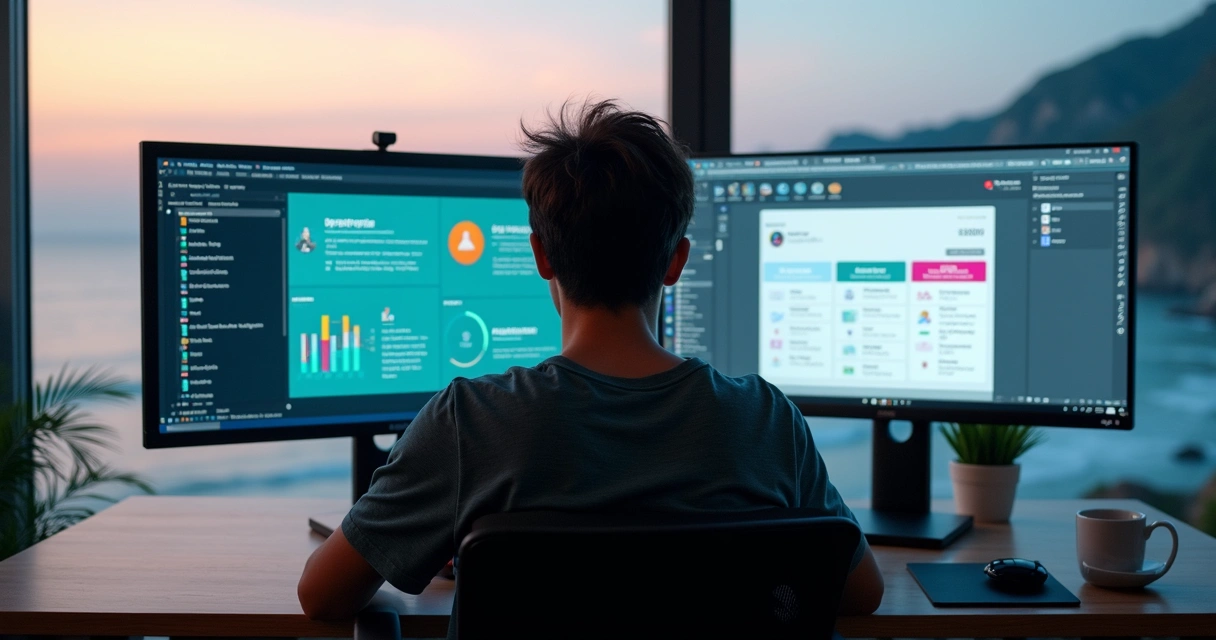 Pessoa analisando ferramentas de gestão de conteúdo na tela