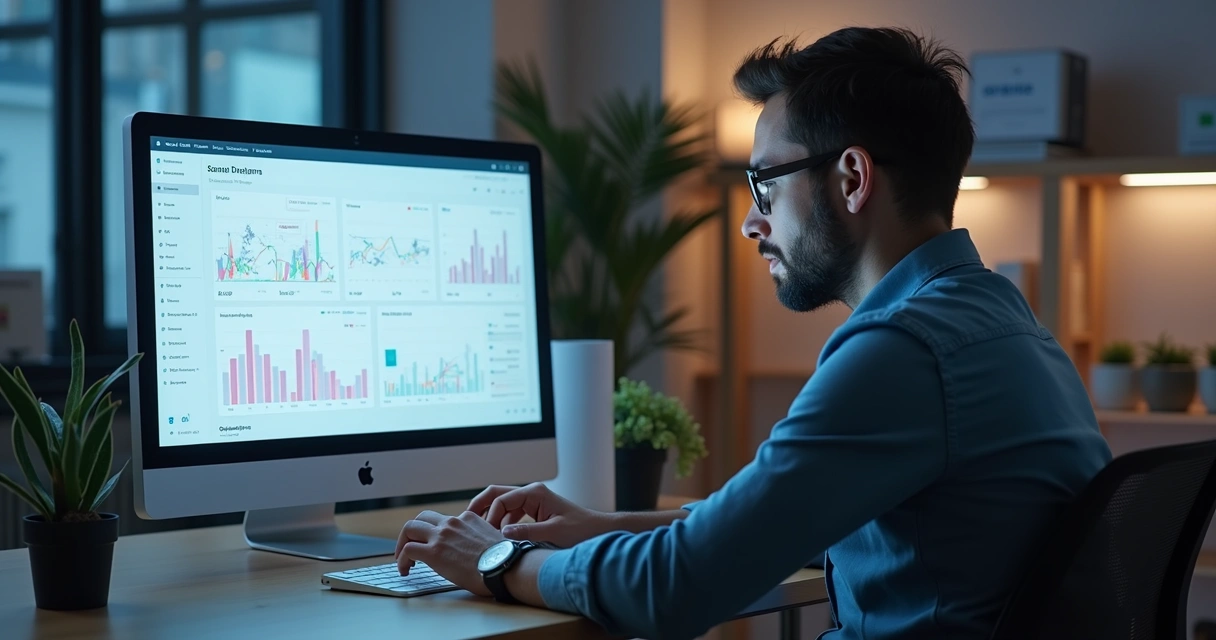 Empreendedor escolhendo ferramenta open source em plataforma digital 