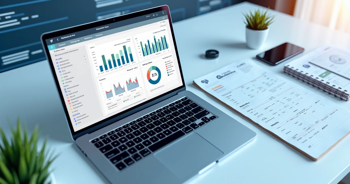 Seleção de ferramentas digitais de Lead Scoring em uma mesa com notebook 