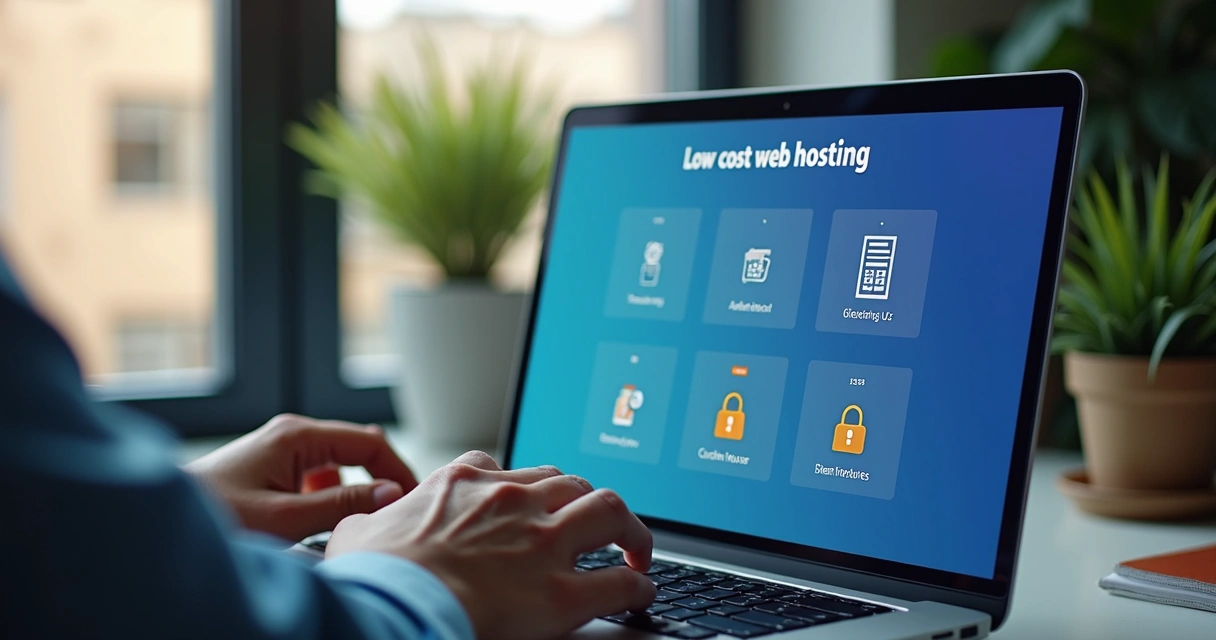 Pessoa analisando opções de hospedagem econômica para site institucional 