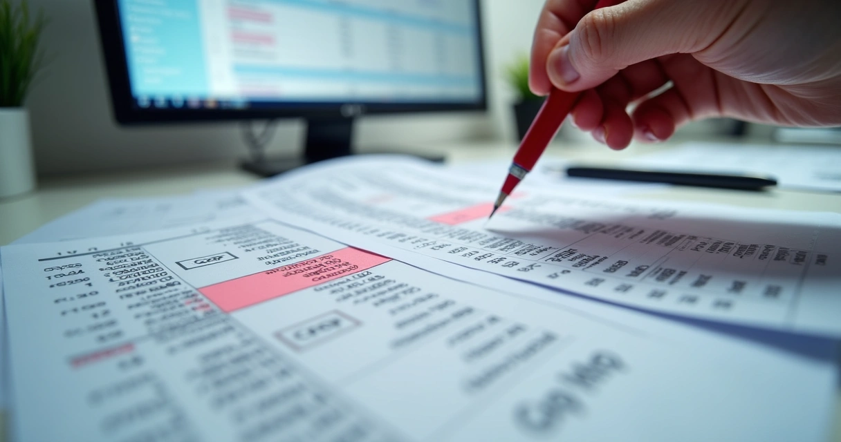 Planilha mostrando códigos CFOP e NCM destacados em vermelho 