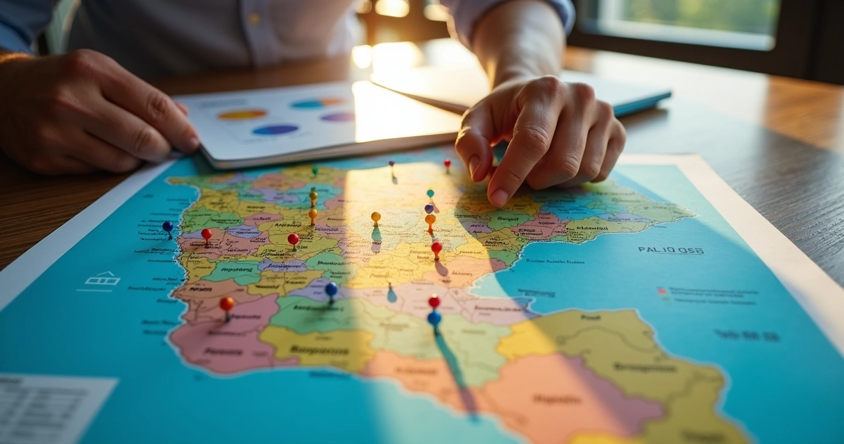 Empresário analisando mapa de bairros de Manaus para campanhas OOH 