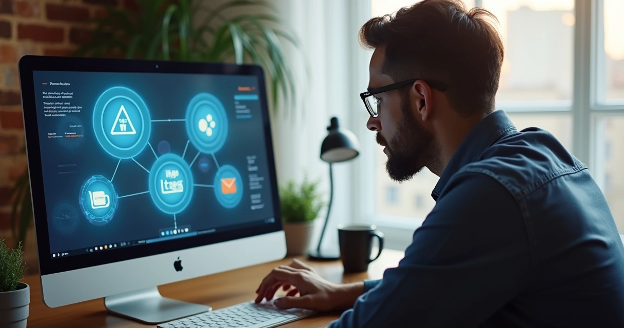 Pessoa escolhendo entre modelos de negócios digitais em tela 