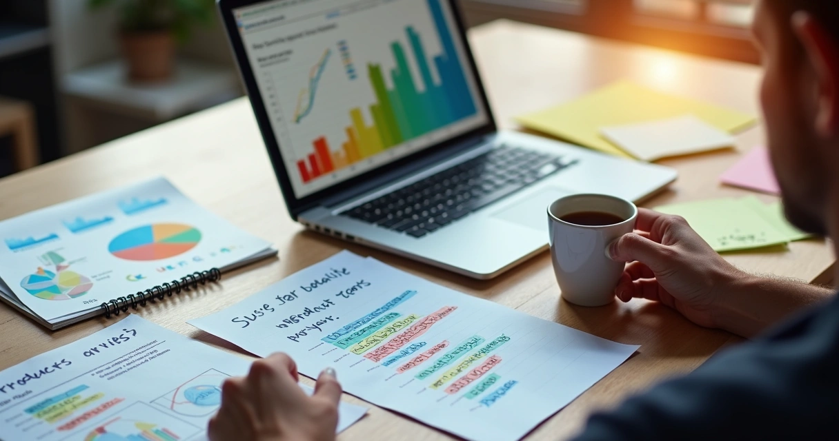 Pessoa analisando gráficos para escolher nicho de atuação