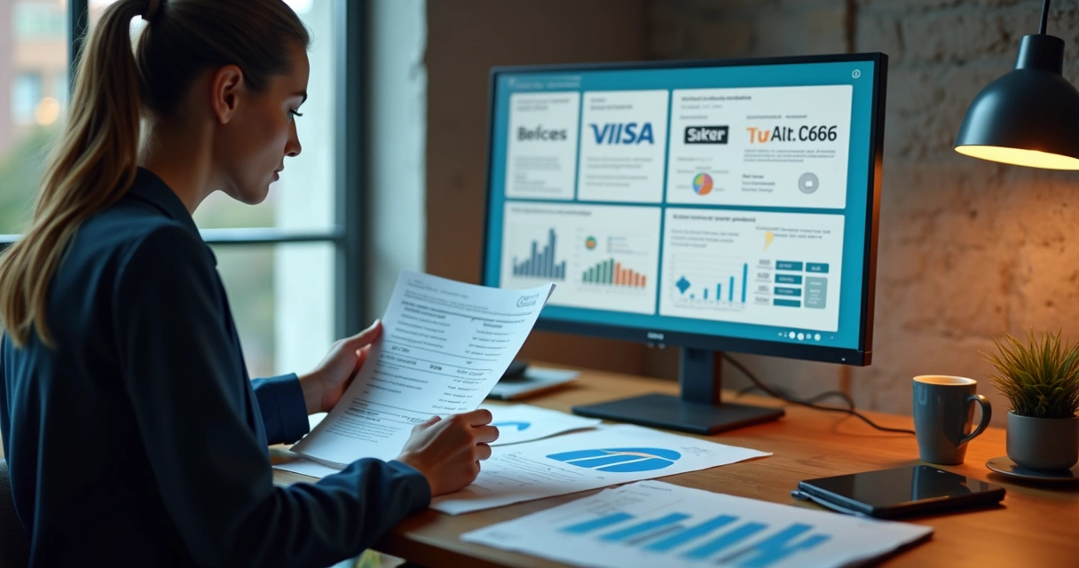 Pessoa analisando taxas e opções para escolher parceiro de pagamento para loja virtual 