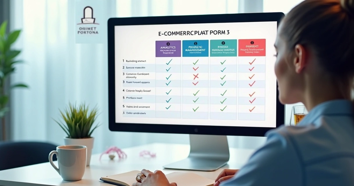 Pessoa comparando opções de plano para loja virtual em tela de computador 