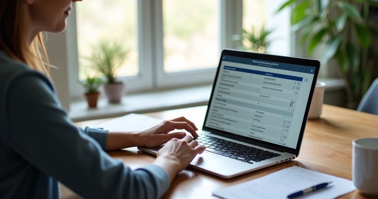 Pessoa analisando opções de planos de saúde em um notebook 