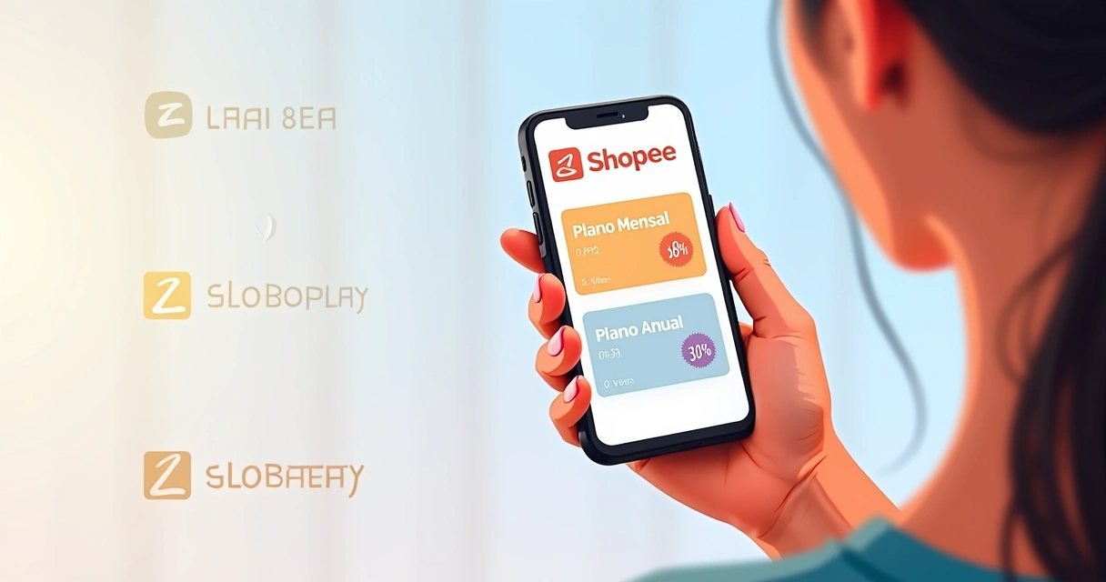 Escolha de plano do Globoplay na tela do app Shopee 