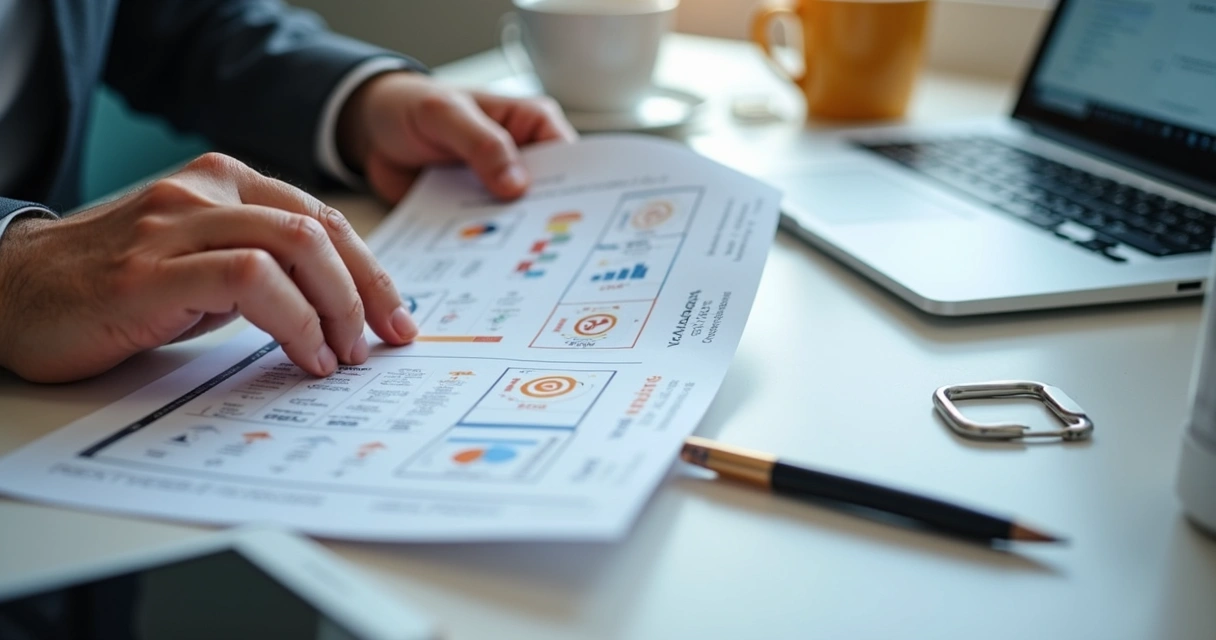 Pessoa analisando diferentes opções de plataforma CMS em papel 