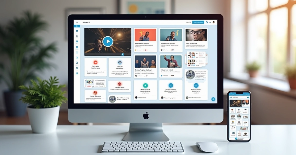 Interface simples de uma plataforma digital com várias ferramentas integradas