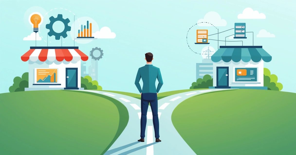 Empresário em dúvida entre ERP e plataforma de vendas 