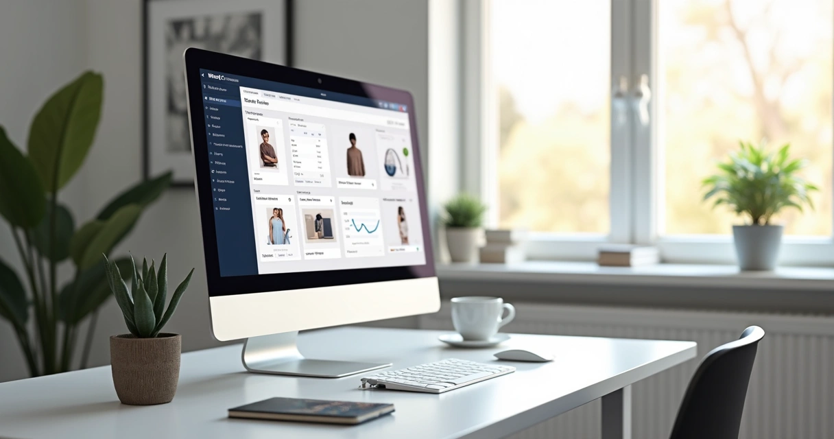 Painel de administração de plataforma de loja online em tela de computador 