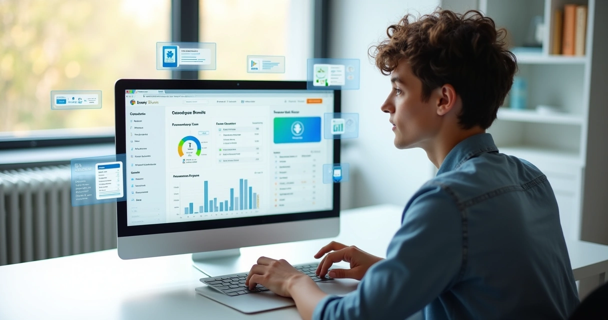 Afiliado escolhendo produtos em plataforma digital de marketing de afiliados 