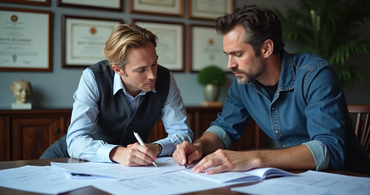 Cliente consultando engenheiro para análise de laudo 