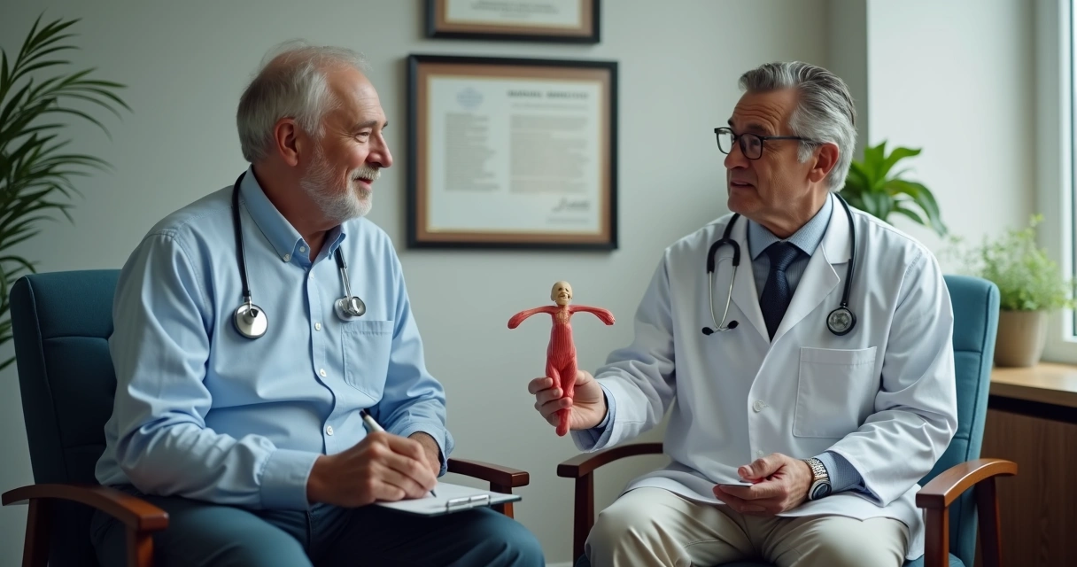Médico urologista e paciente conversando sobre preenchimento peniano 