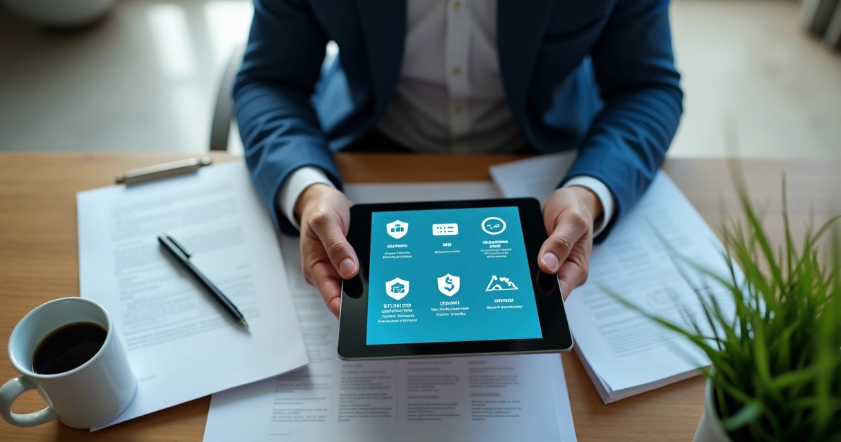 Empreendedor selecionando solução de pagamento digital em tablet 