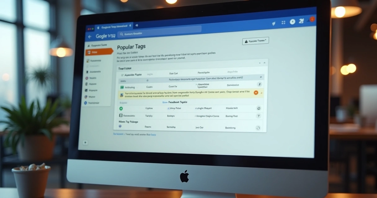 Tela do Tag Manager listando opções para adicionar Google Analytics e Facebook Pixel 