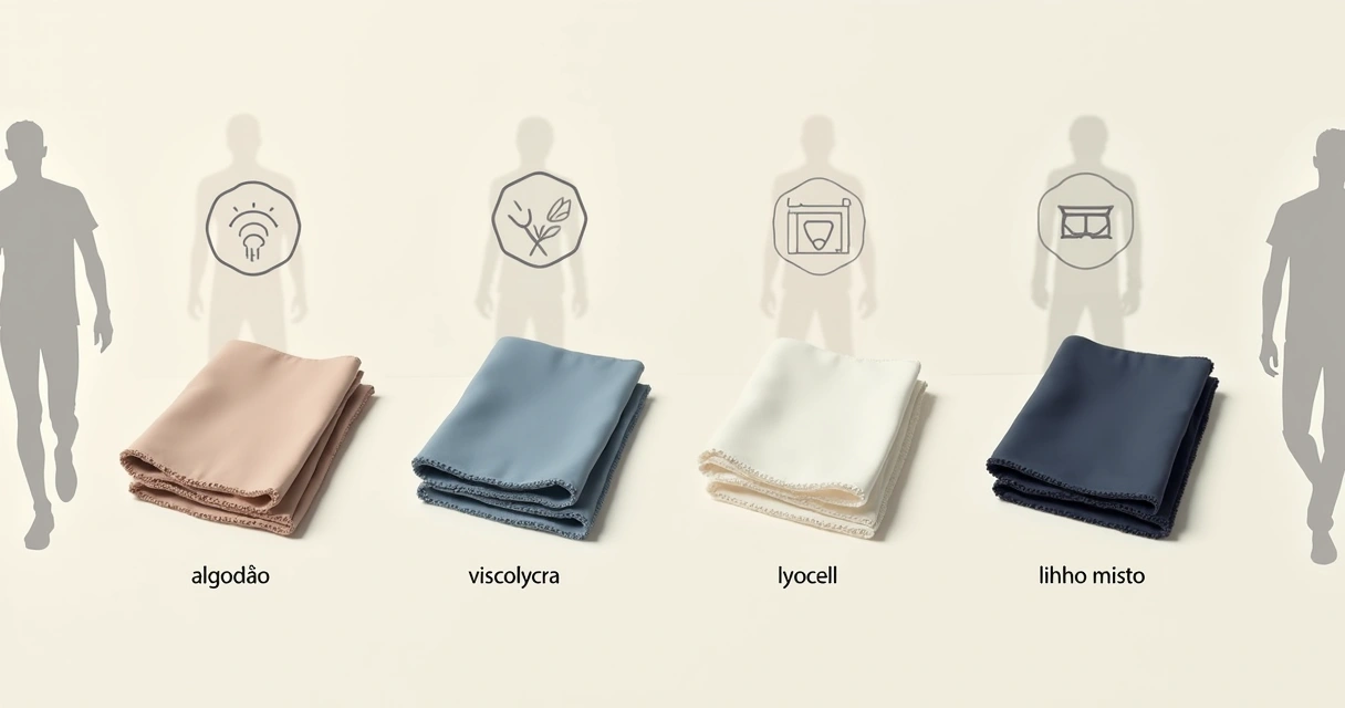 Comparação visual de diferentes tecidos minimalistas para roupas masculinas 
