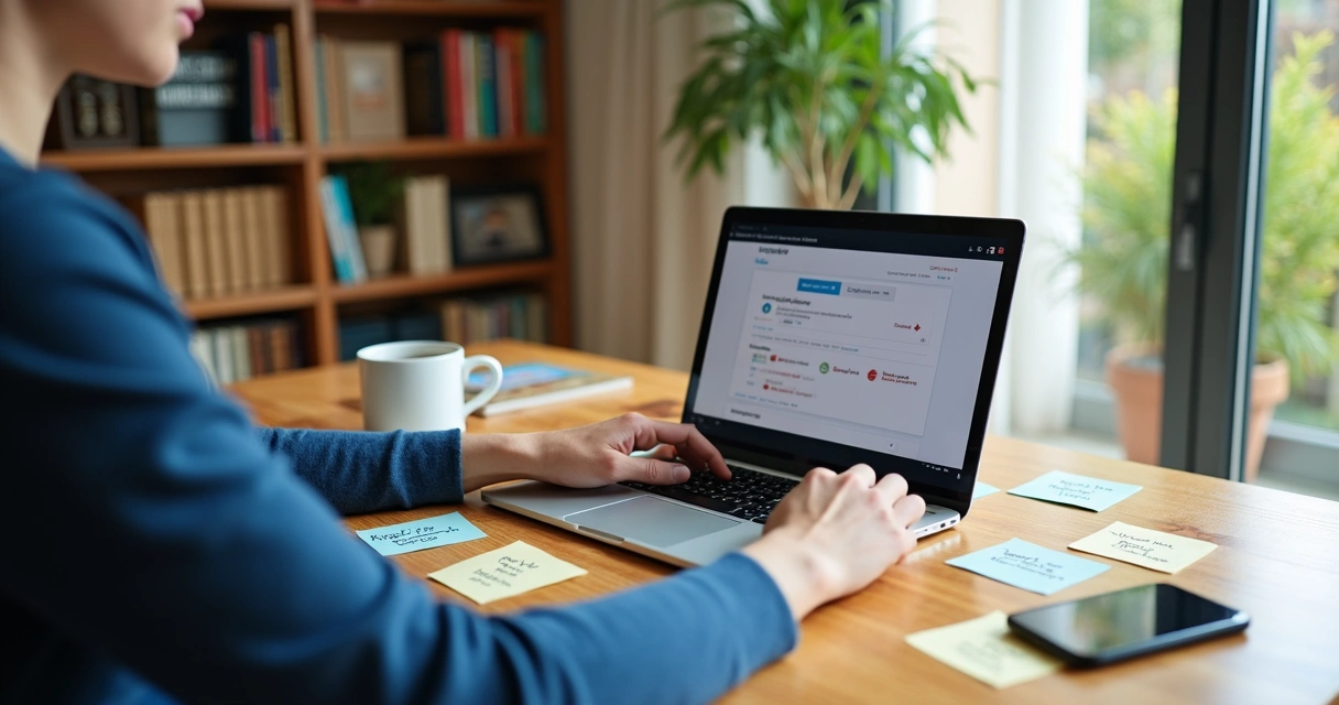 Pessoa escolhendo tema para curso online no computador 