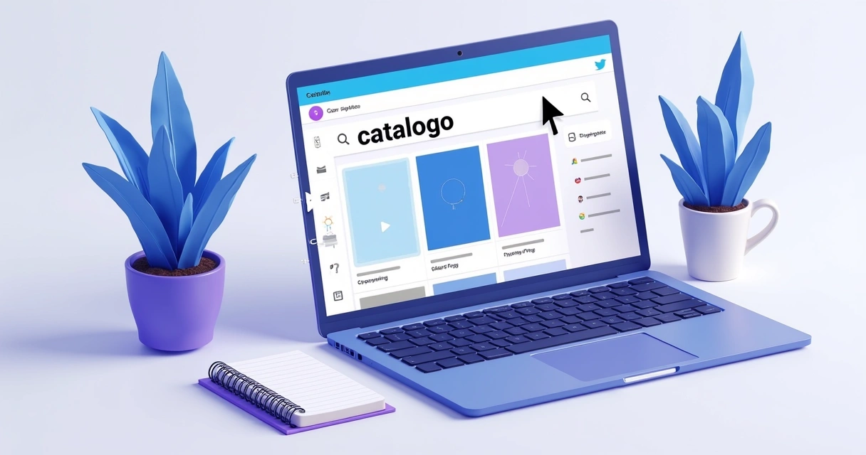 Tela do Canva com busca por modelos de catálogo 