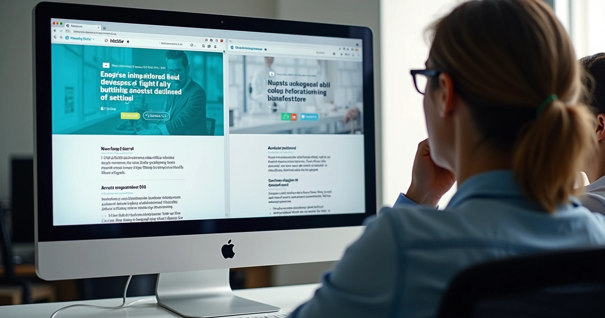 Comparação de duas thumbnails de artigos em um computador 