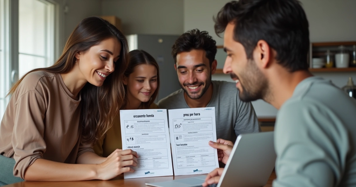 Família discute serviço de orçamento na cozinha 