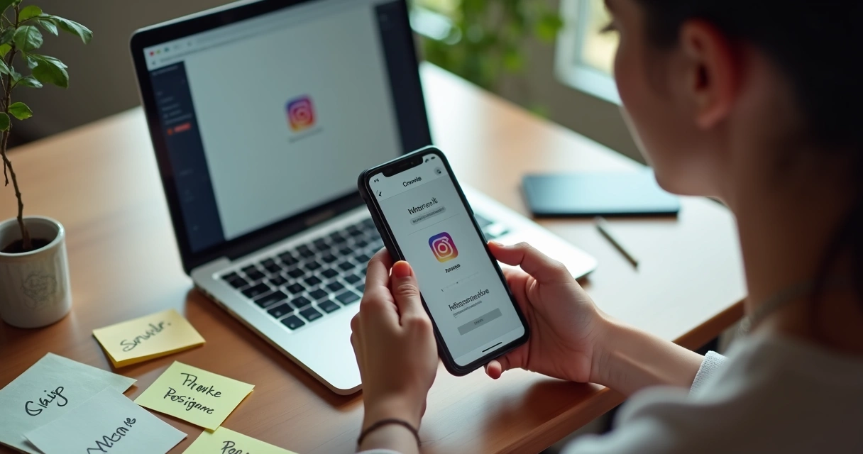 Pessoa digitando opções de nome para perfil no Instagram 