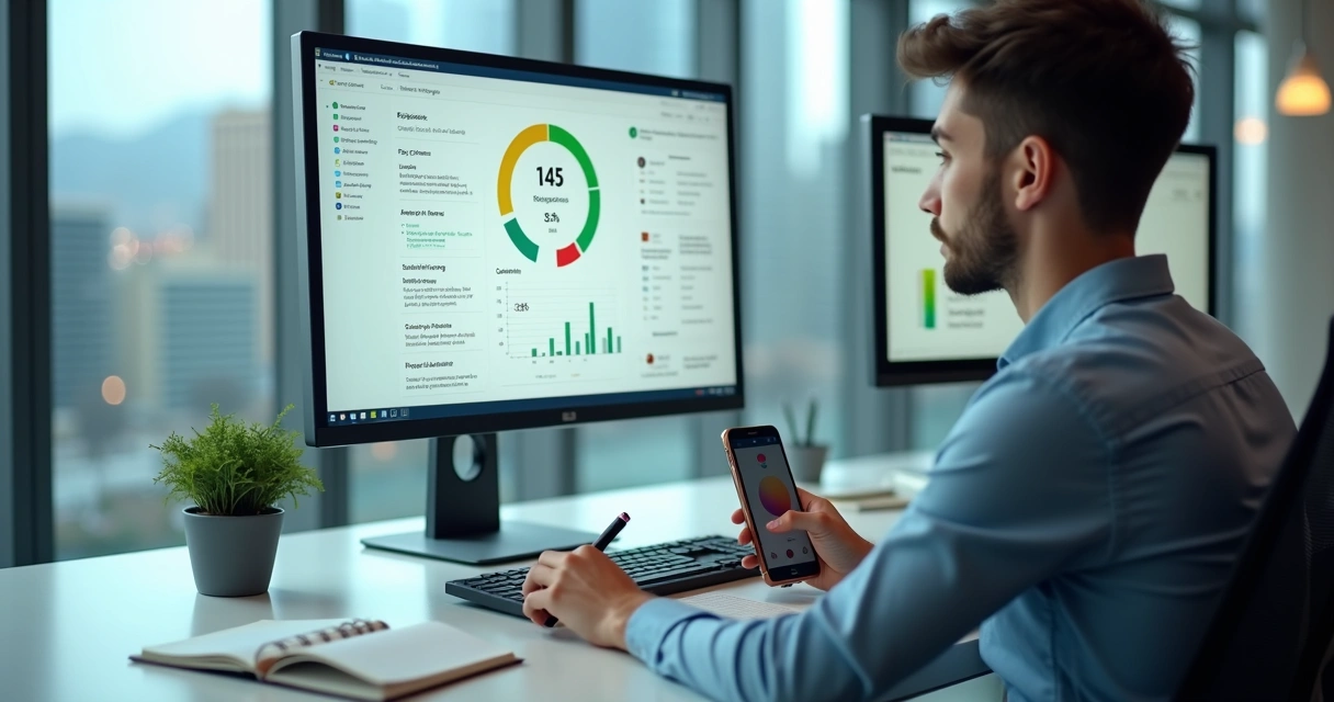 Profissional analisando vagas de emprego alinhadas ao perfil em tela de computador 