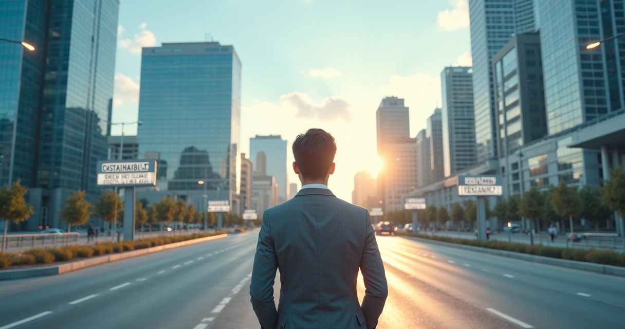 Encruzilhada com placas sinalizando diferentes caminhos profissionais 