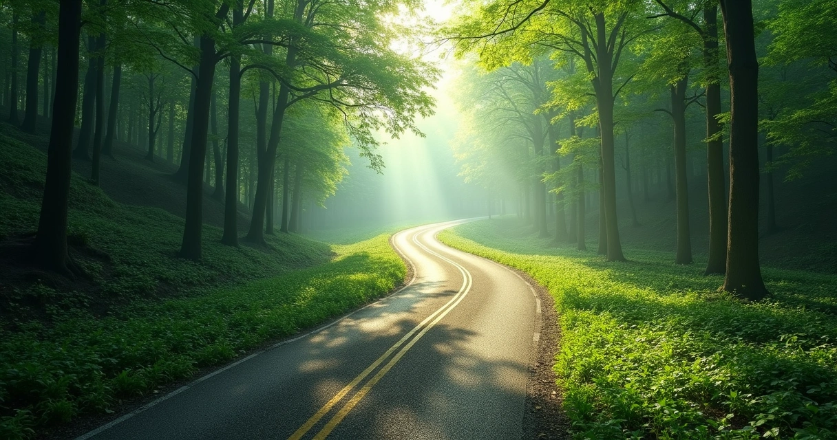 Duas estradas em uma floresta representando escolhas e dúvidas 