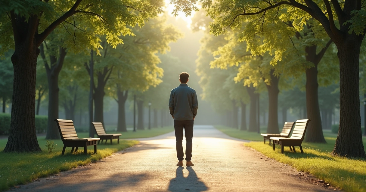 Pessoa parada em um cruzamento de caminhos, refletindo sobre qual direção tomar 