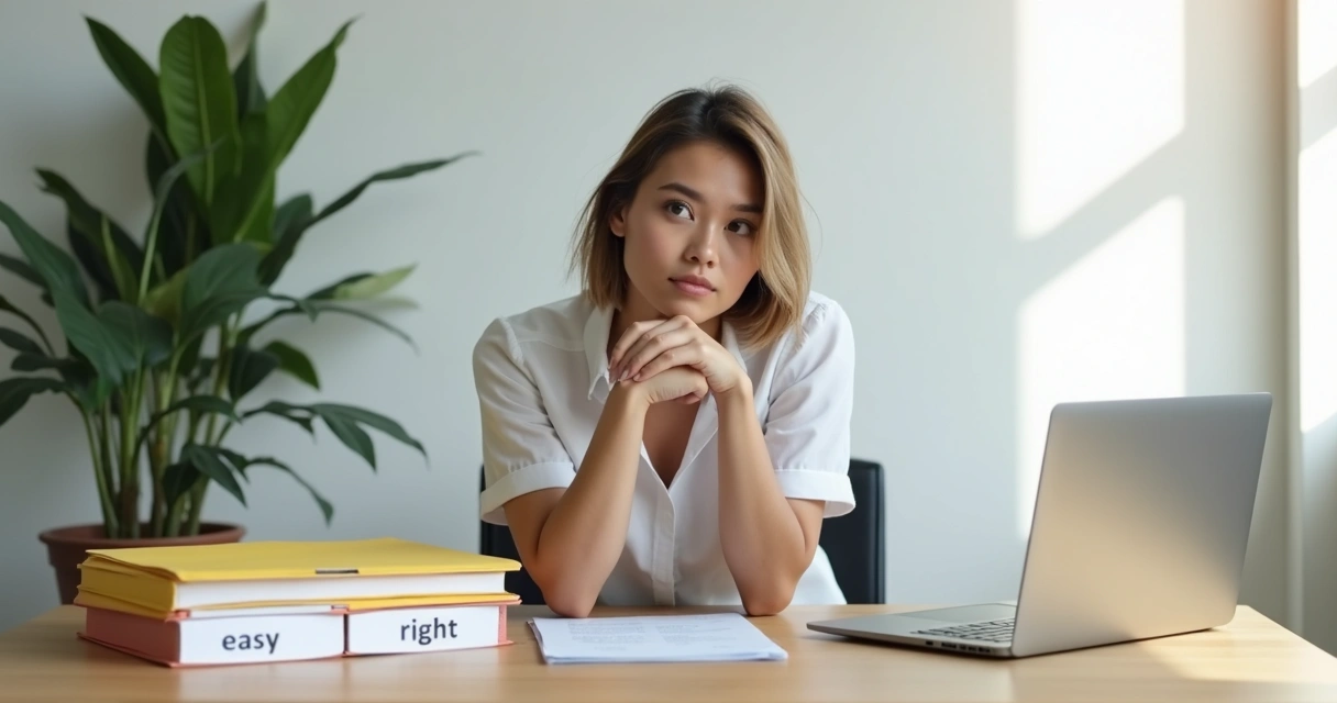 Profissional refletindo antes de tomar decisão ética no ambiente de trabalho