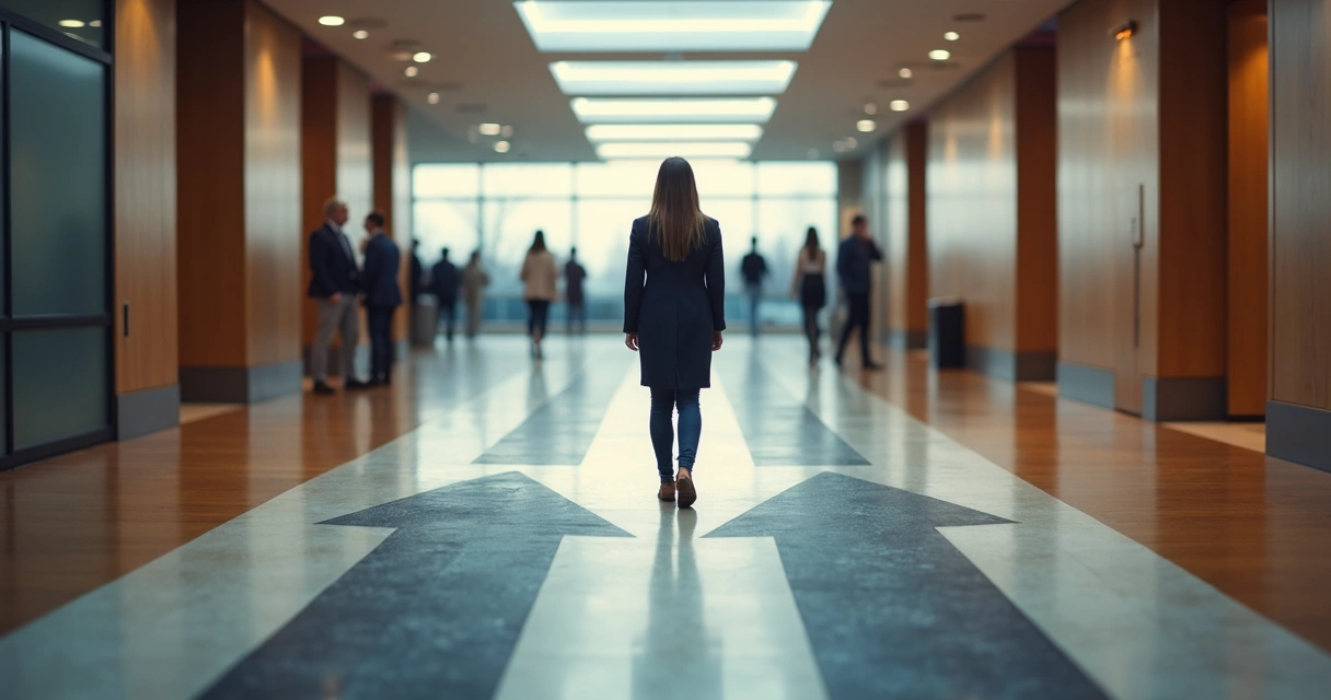 Pessoa segurando dois caminhos, um para cada lado, simbolizando diferentes escolhas profissionais 