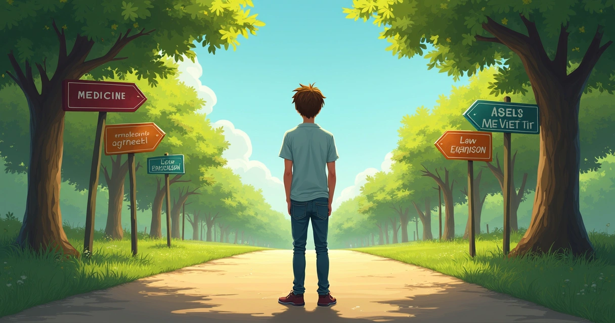 Pessoa olhando para dois caminhos, simbolizando escolhas profissionais 